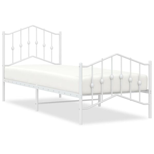 vidaXL Estructura cama sin colch&oacute;n con estribo metal blanco 90x200 cm