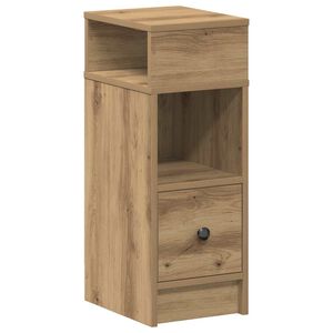 vidaXL Mesita de noche con caj&oacute;n, roble artesanal, 25x31x66 cm