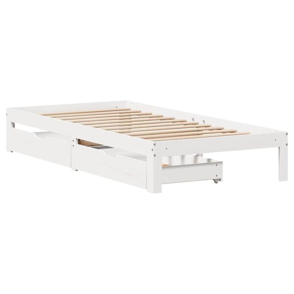 vidaXL Estructura cama con cajones madera maciza pino blanco 75x190 cm