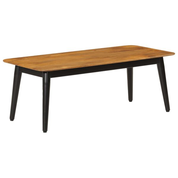vidaXL Mesa de centro madera maciza de mango y hierro 110x50x40 cm