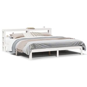 vidaXL Estructura de cama con cabecero sin colch&oacute;n blanco 200x200 cm