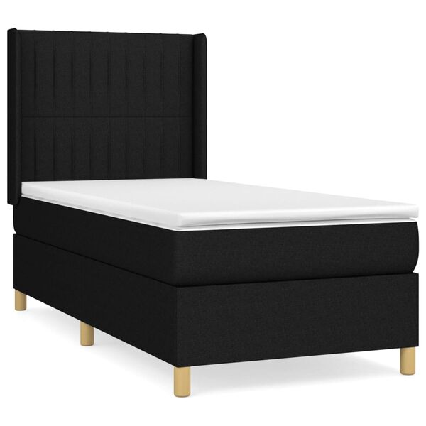 vidaXL Cama box spring con colch&oacute;n tela negro 100x200 cm
