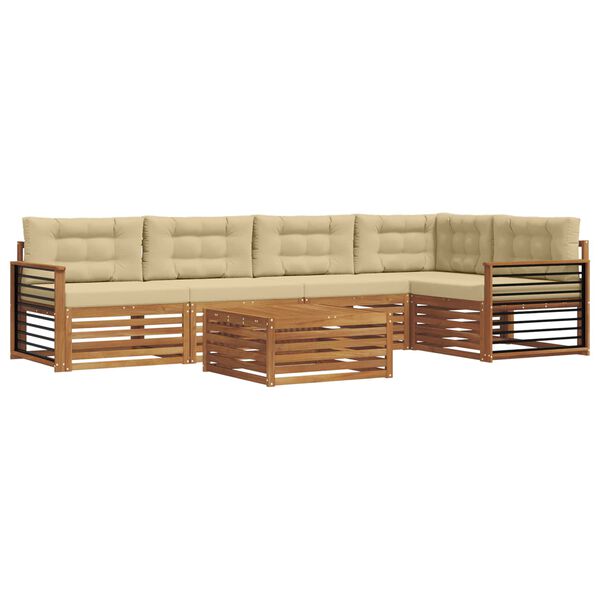 vidaXL Conjunto de sof&aacute;s de exterior con coj&iacute;n 6 pcs Natural y Beige