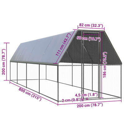 vidaXL Jaula gallinero de exterior de acero galvanizado 2x8x2 m