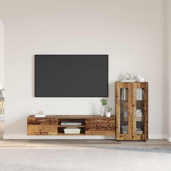 vidaXL Conjunto de mueble de TV con caj&oacute;n FLORIN Madera vieja