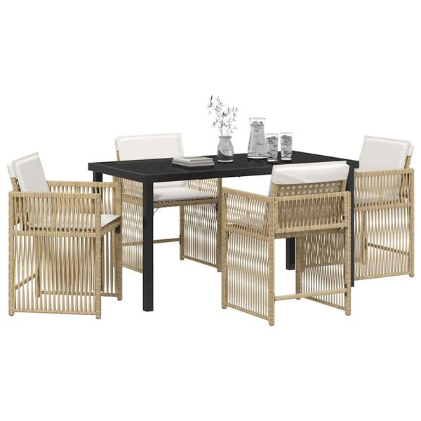 vidaXL Conjunto de Comedor de Jard&iacute;n 5 pcs Beige rat&aacute;n sint&eacute;tico