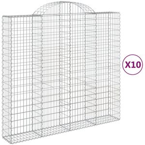 vidaXL Cestas gaviones 10 uds forma de arco hierro 200x50x180/200 cm