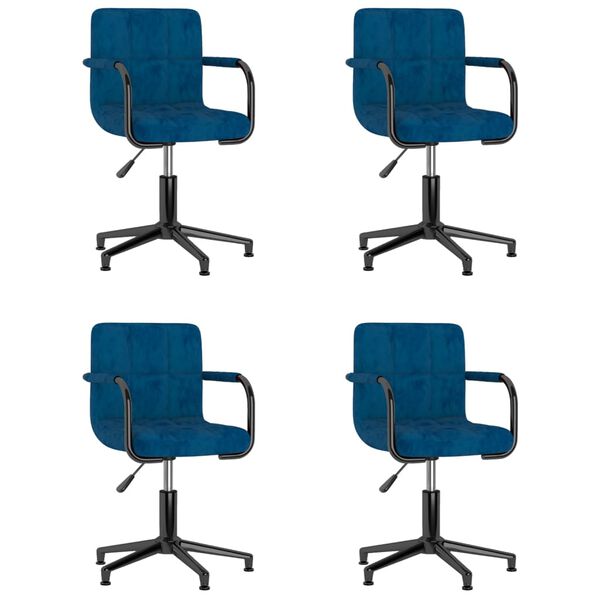 vidaXL Sillas de comedor giratorias 4 uds terciopelo azul