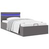 vidaXL Cama canap&eacute; hidr&aacute;ulica con LED cuero sint&eacute;tico gris 100x200 cm