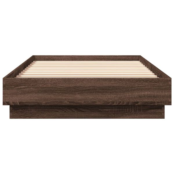 vidaXL Estructura de cama sin colch&oacute;n madera marr&oacute;n roble 90x200 cm