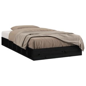 vidaXL Estructura cama madera maciza individual negro 75x190 cm