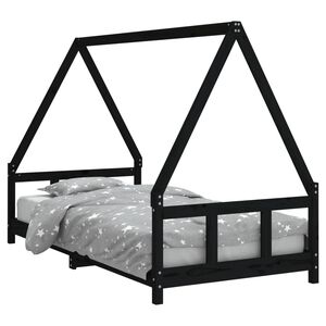 vidaXL Estructura de cama para ni&ntilde;os madera de pino negro 90x190 cm