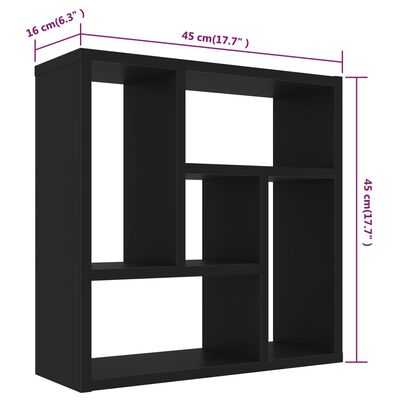 vidaXL Estantería de pared madera contrachapada negro 45,1x16x45,1 cm