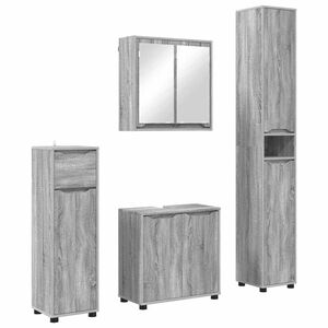 vidaXL Juego de muebles de ba&ntilde;o 4 pcs Gris Sonoma Madera contrachapada