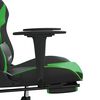 vidaXL Silla gaming de masaje y reposapiés cuero sintético negro verde