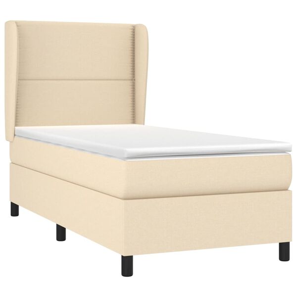 vidaXL Cama box spring con colch&oacute;n tela color crema 90x200 cm