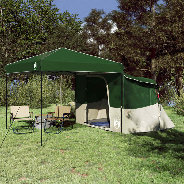 vidaXL Juego de Tienda de Camping con techo 2 pcs Verde Tafet&aacute;n y Tela