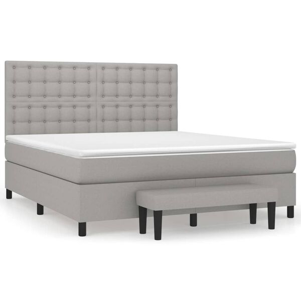 vidaXL Cama box spring con colch&oacute;n tela gris claro 180x200 cm
