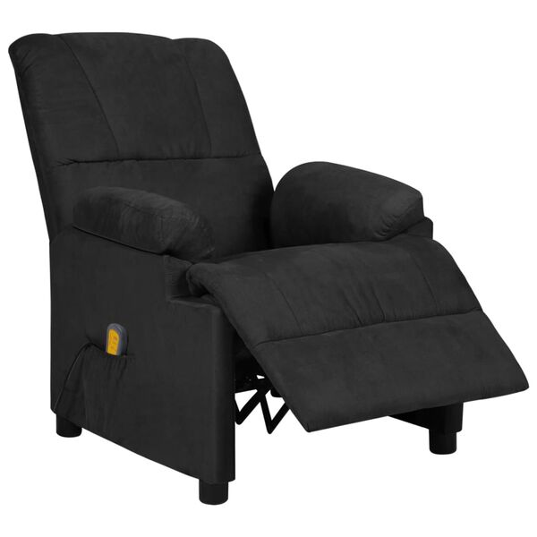 vidaXL Sill&oacute;n de masaje reclinable de piel de ante artificial negro