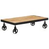 vidaXL Mesa de centro con ruedas madera maciza de mango 100x55x26 cm