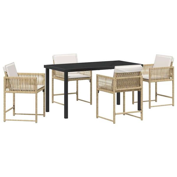 vidaXL Conjunto de Comedor de Jardín 5 pcs Beige ratán sintético