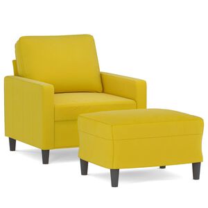 vidaXL Sillón con taburete terciopelo amarillo 60 cm