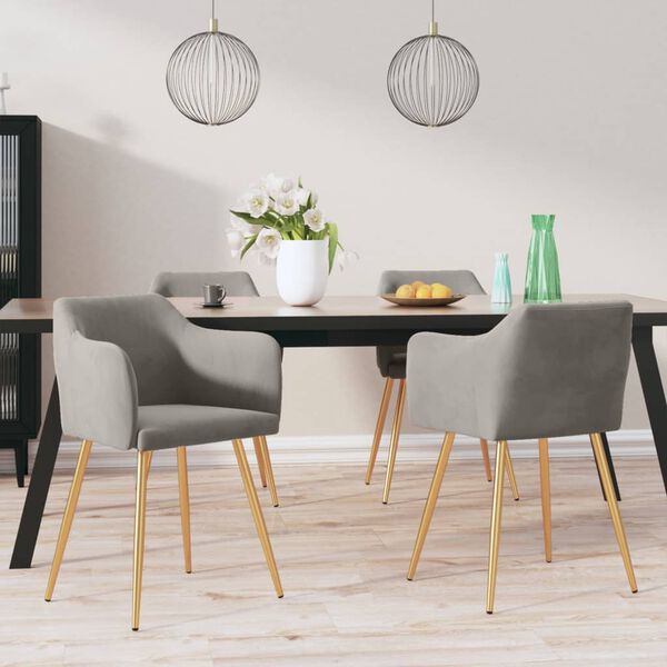 vidaXL Sillas de comedor 4 unidades terciopelo gris claro