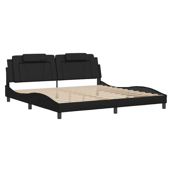 vidaXL Estructura de cama Viana sin colch&oacute;n cuero sint&eacute;tico negro 200x200 cm