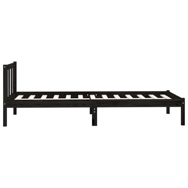 vidaXL Estructura de cama sin colch&oacute;n madera maciza negro 100x200 cm