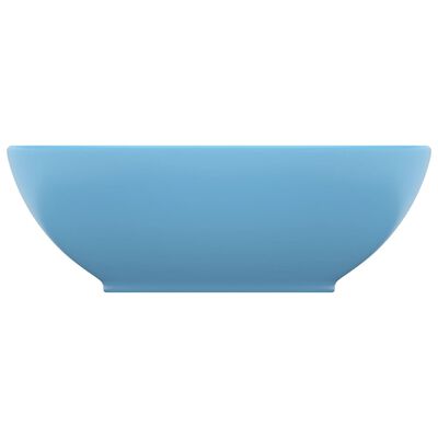 vidaXL Lavabo de lujo ovalado cerámica azul claro mate 40x33 cm