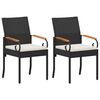 vidaXL Sillas de jard&iacute;n 2 pcs Negro y Blanco Crema Polirat&aacute;n y Acacia