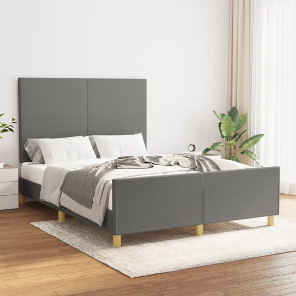 vidaXL Cama sin colch&oacute;n tela gris oscuro 140x190 cm