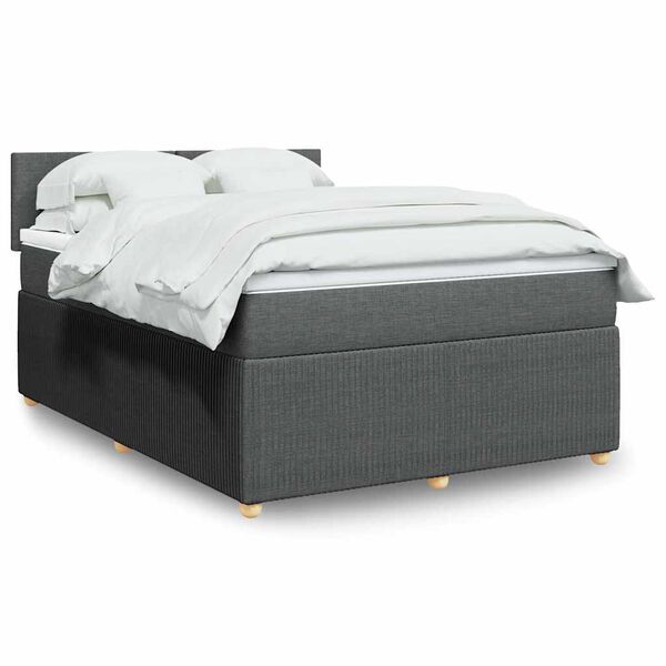 vidaXL Cama box spring con colch&oacute;n tela gris oscuro 140x200 cm