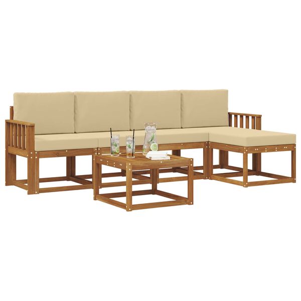 vidaXL Conjunto de sof&aacute;s de exterior con coj&iacute;n 6 pcs Natural y Beige
