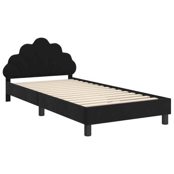 vidaXL Cama para ni&ntilde;os con cabecero Negro 90 x 190 cm Terciopelo