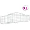 vidaXL Cestas de gaviones 3 uds forma de arco hierro 200x30x40/60 cm