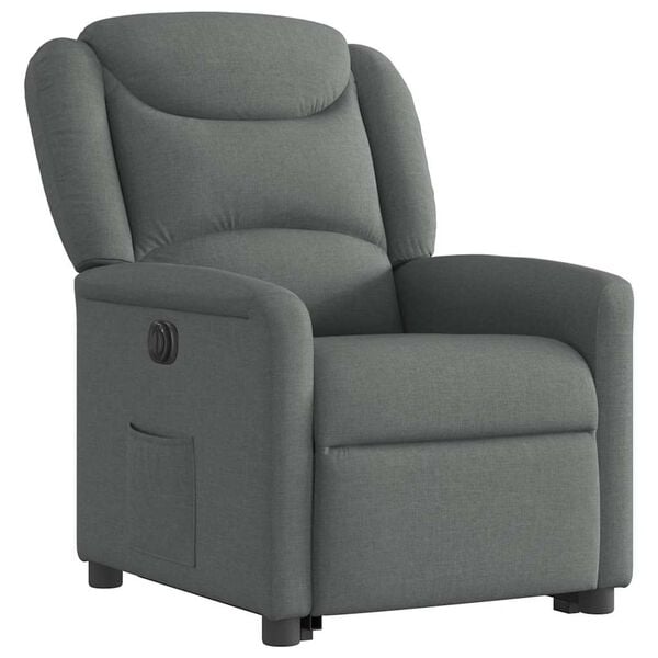 vidaXL Sillón eléctrico reclinable elevable de tela gris oscuro