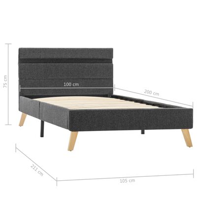 vidaXL Estructura de cama con LED de tela gris oscura 100x200 cm