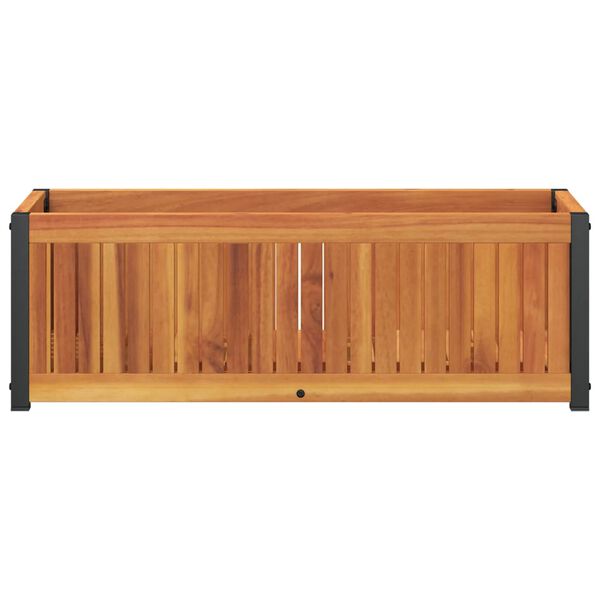 vidaXL Jardinera de madera maciza de acacia y acero 80x30x27,5 cm