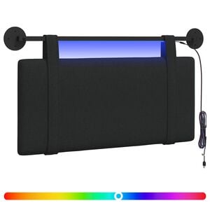 vidaXL Cabecero colgante Con luz LED Negro Tela