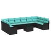 vidaXL Conjunto de sof&aacute; de jard&iacute;n 11 uds. Negro rat&aacute;n sint&eacute;tico