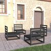 vidaXL Juego de muebles de jardín 4 pzas y cojines negro madera pino