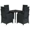 vidaXL Set de muebles jard&iacute;n 5 pzas con cojines rat&aacute;n sint&eacute;tico negro