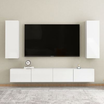 vidaXL Mueble TV madera contrachapada blanco brillante 30,5x30x90 cm