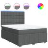 vidaXL Cama box spring con colch&oacute;n tela gris oscuro 140x190 cm