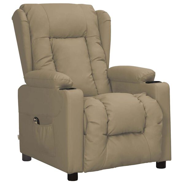 vidaXL Sill&oacute;n elevable cuero sint&eacute;tico color capuchino