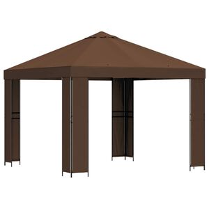 vidaXL Cenador 3 x 3 m Marr&oacute;n Poli&eacute;ster y Acero 190 gsm