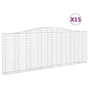 vidaXL Cestas de gaviones 15 uds forma de arco hierro 400x30x140/160cm