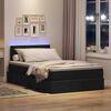 vidaXL Cama con almacenamiento y LED con LED Negro 120 x 190 cm tela