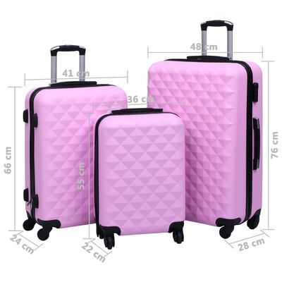 vidaXL Juego de maletas rígidas 3 piezas ABS rosa